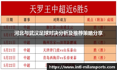 河北与武汉足球对决分析及推荐策略分享